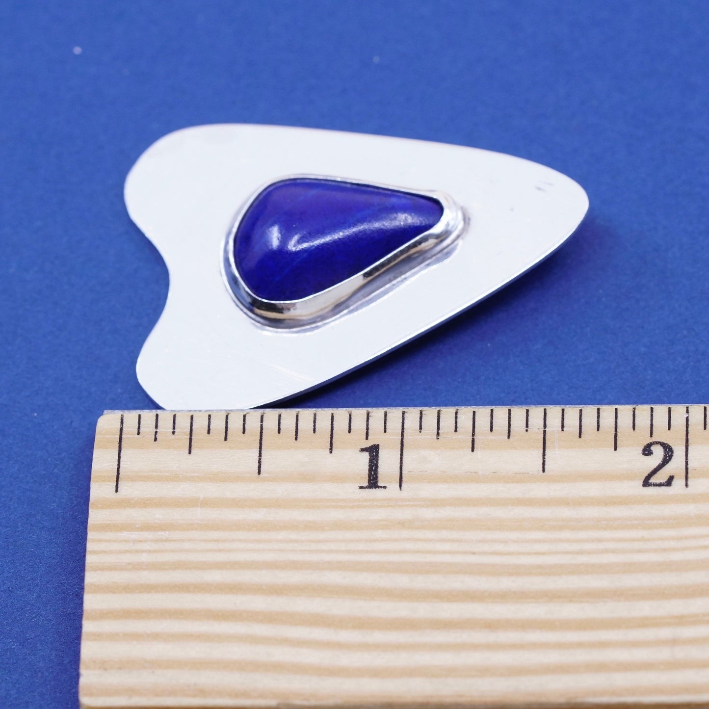 Vintage Sterling silver handmade pendant, 925 with teardrop lapis lazuli