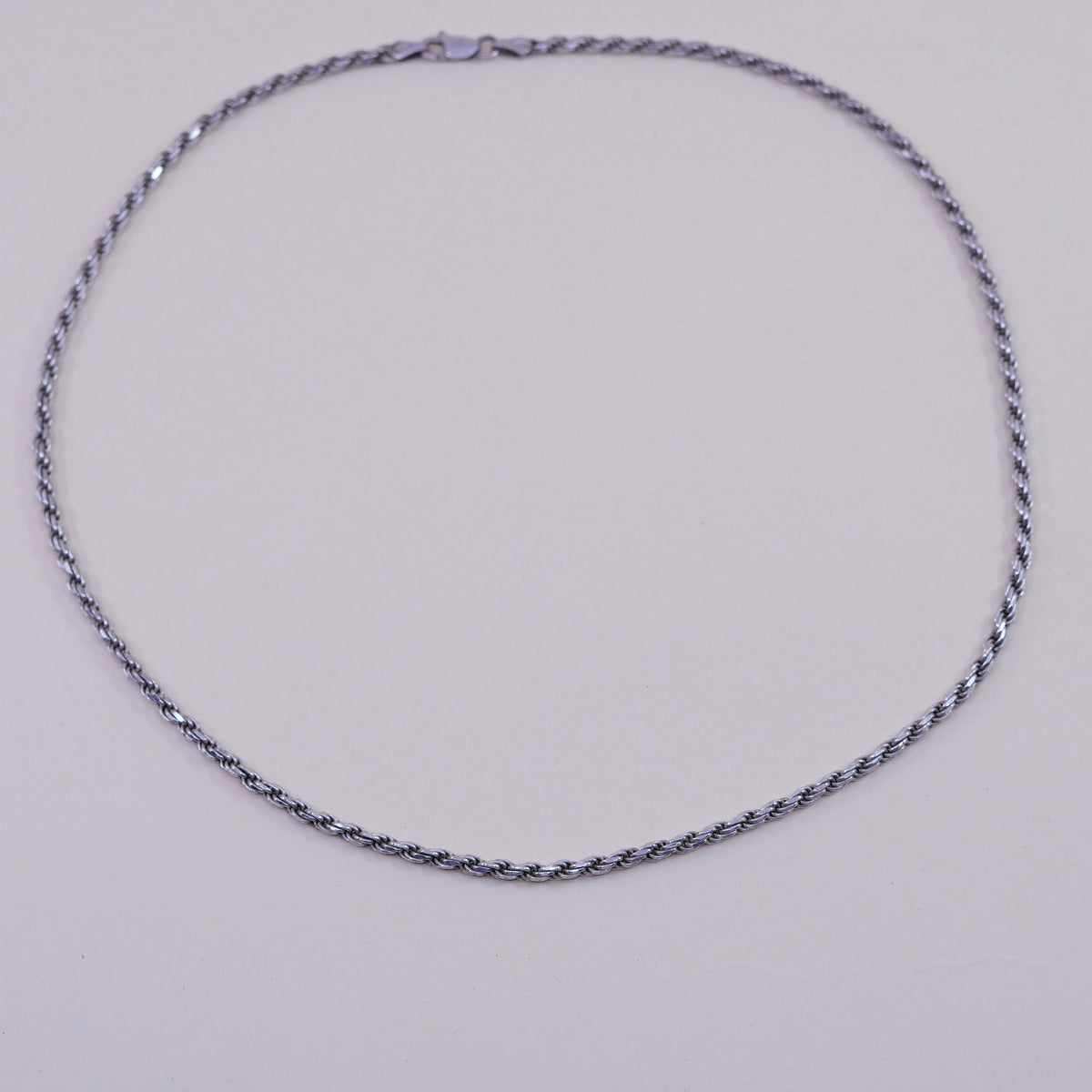 18”, 3mm, vintage Sterling silver necklace, Italy 925 diamond rope chain