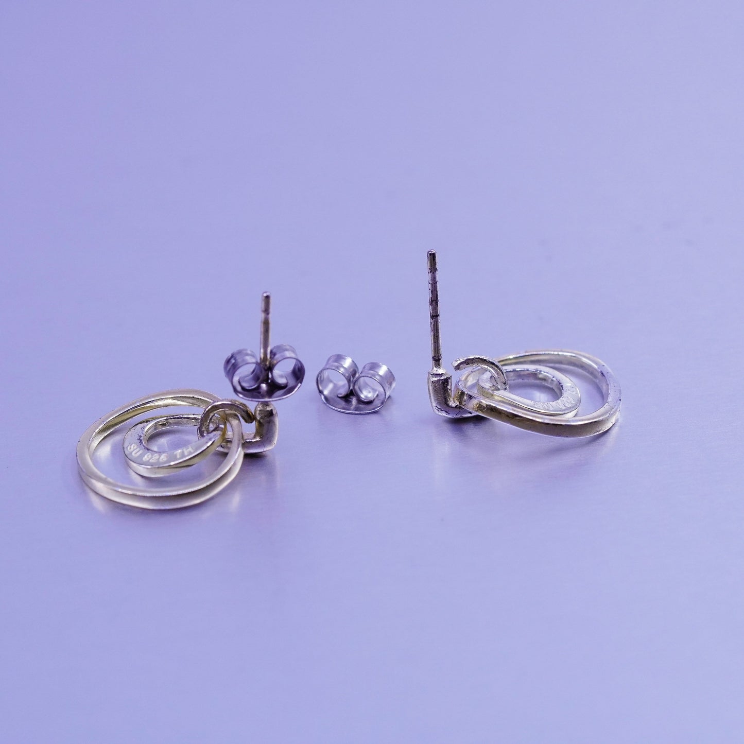 Vintage vermeil gold filled Sterling 925 silver entwined circle earrings