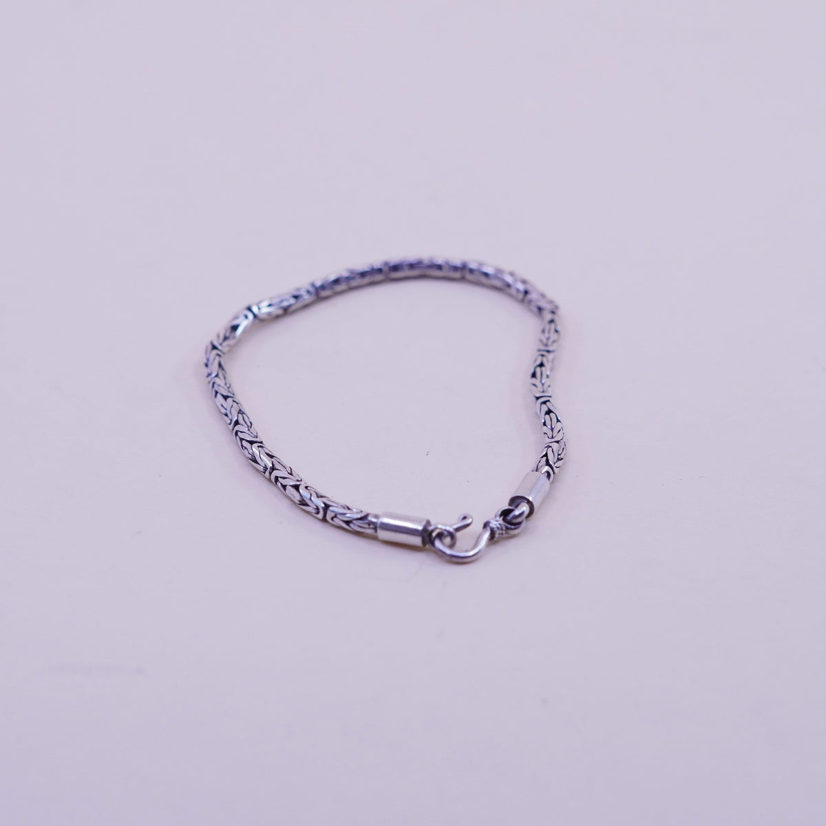 6.75”, bold Sterling silver handmade bracelet, 925 Byzantine, birdcage chain