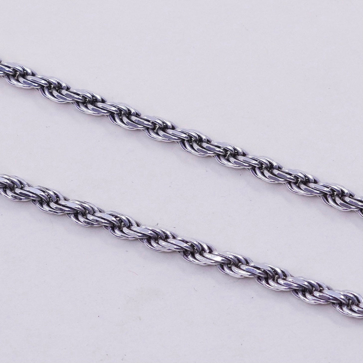 22”, 4mm, vintage Sterling silver necklace, 925 diamond rope chain