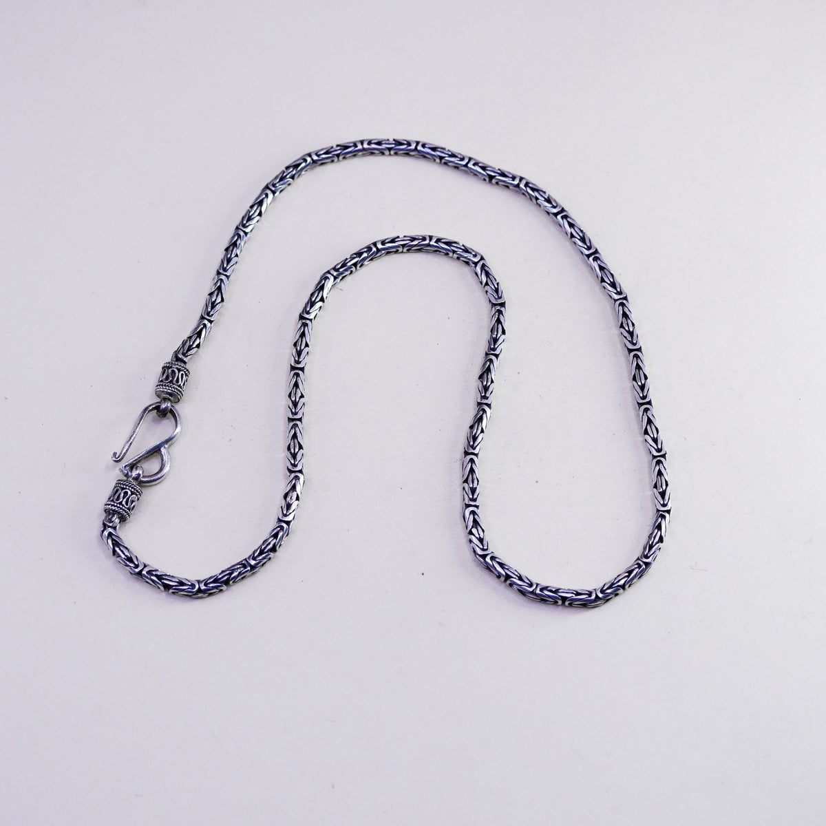 18”, BA Suarti sterling silver 925 handmade Bali birdcage Byzantine necklace