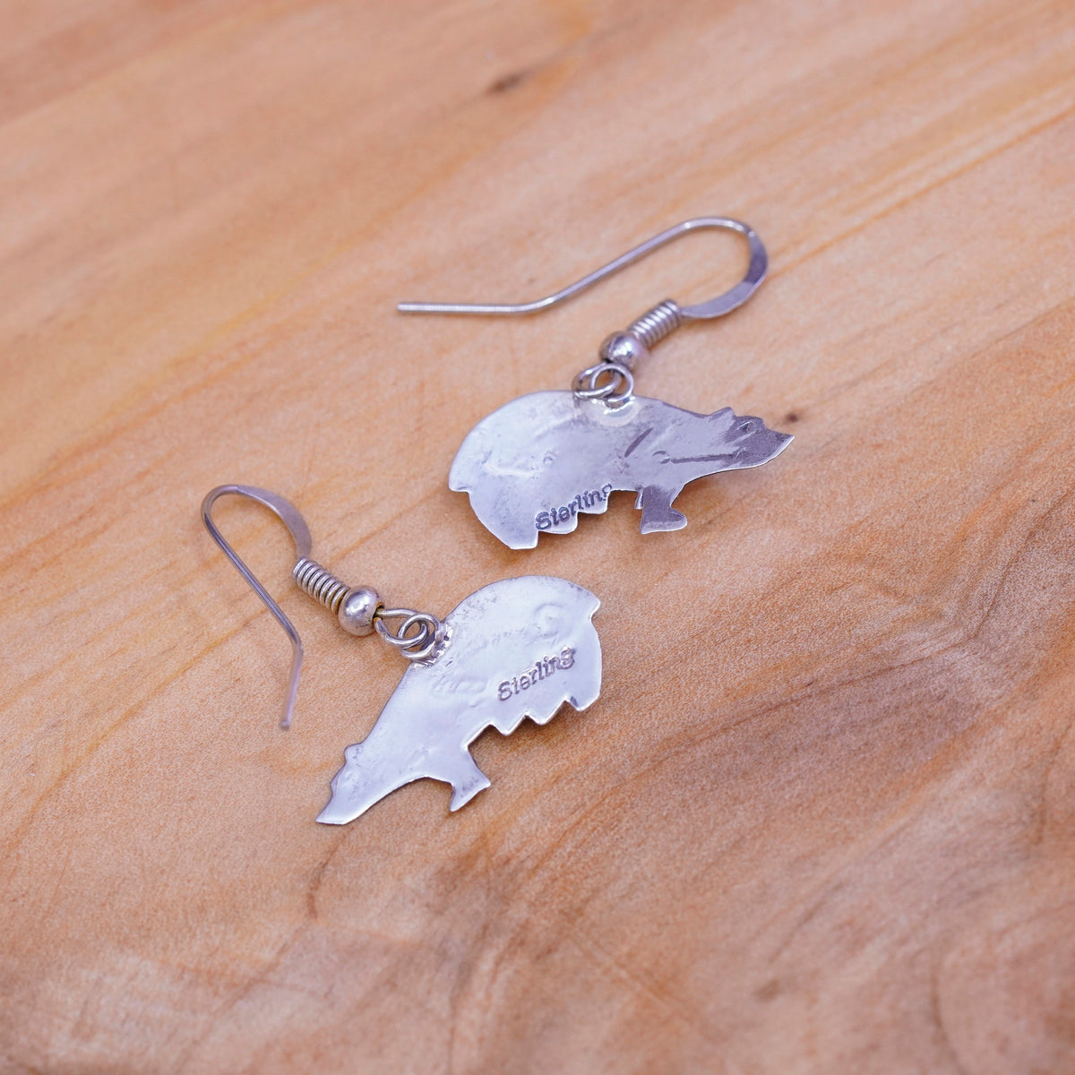 Native American Southwestern 925 Sterling silver bear earrings with turquoise