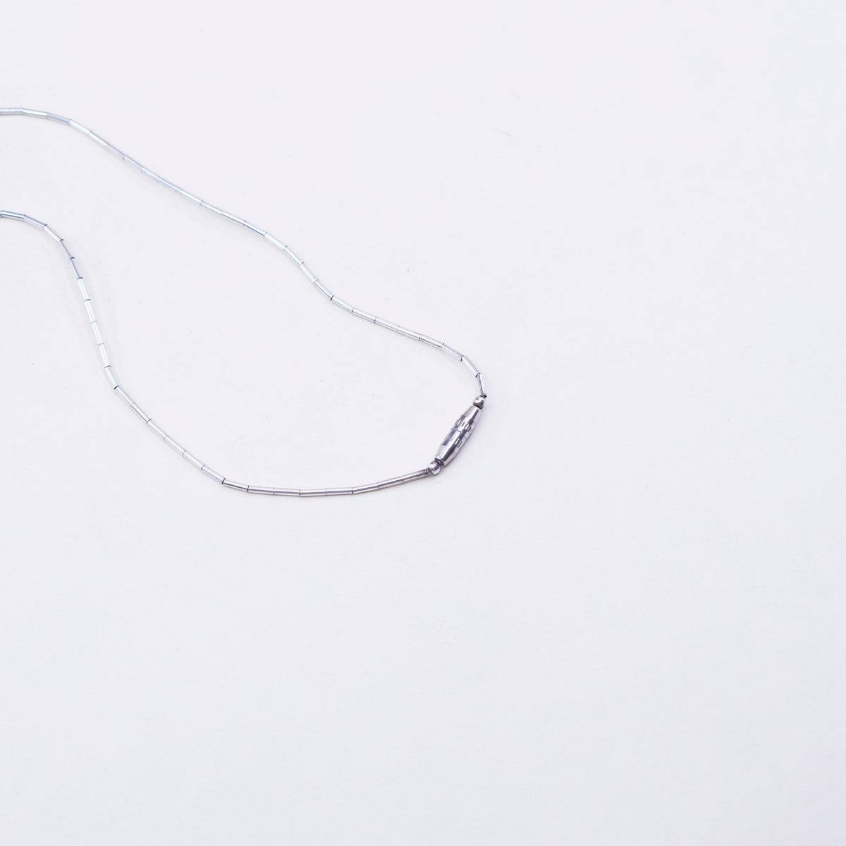 16”, vintage Sterling handmade necklace, 925 liquid silver with hematite beads