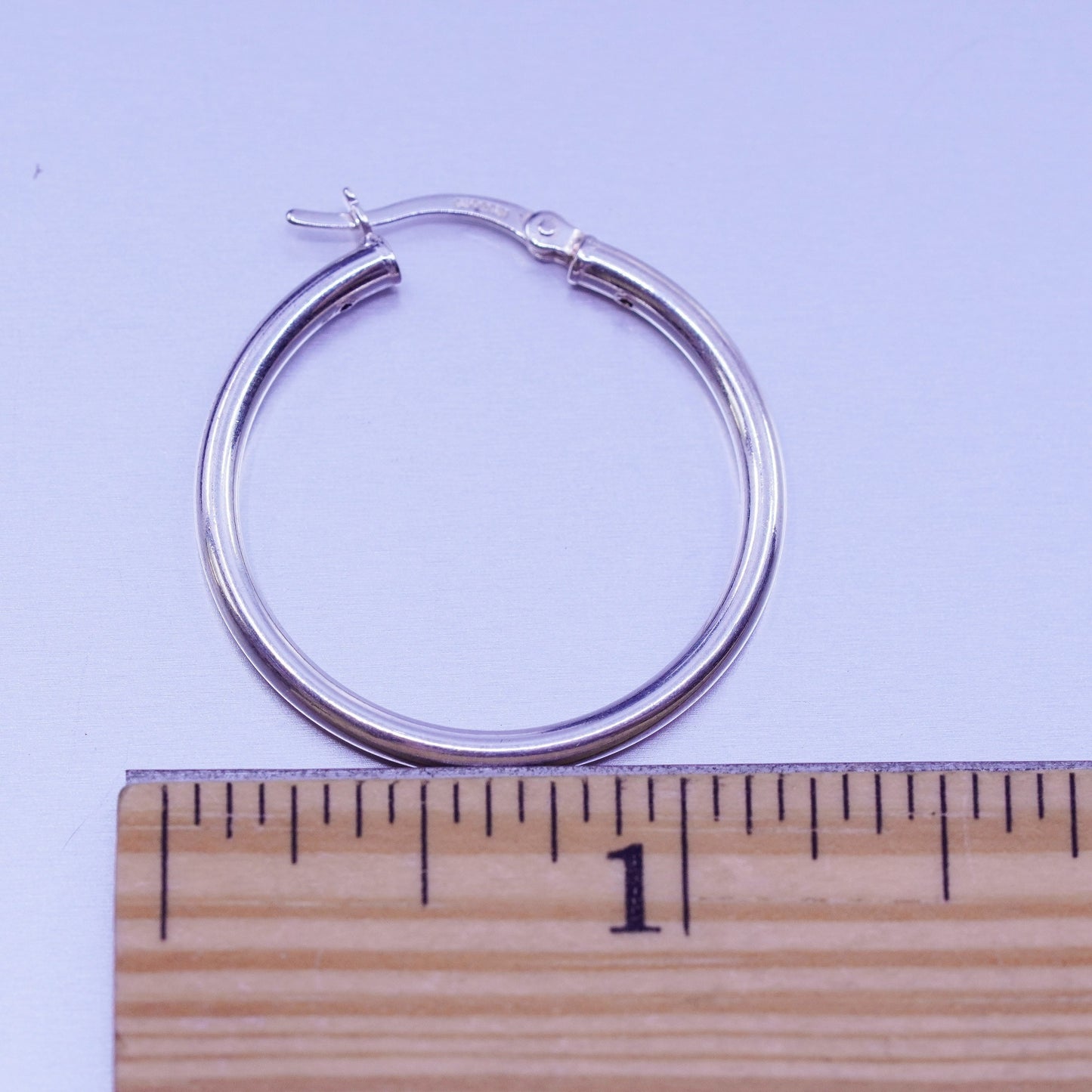 1.25”, vintage Sterling silver handmade earrings, 925 hoops