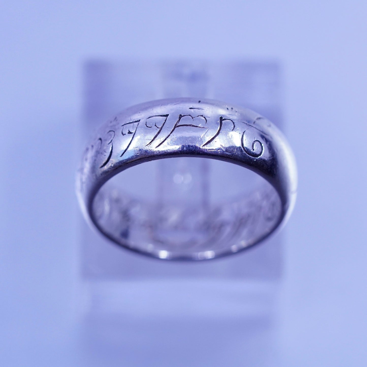 sz 5.25, southwestern Sterling 925 silver inspirational ring, band embossed