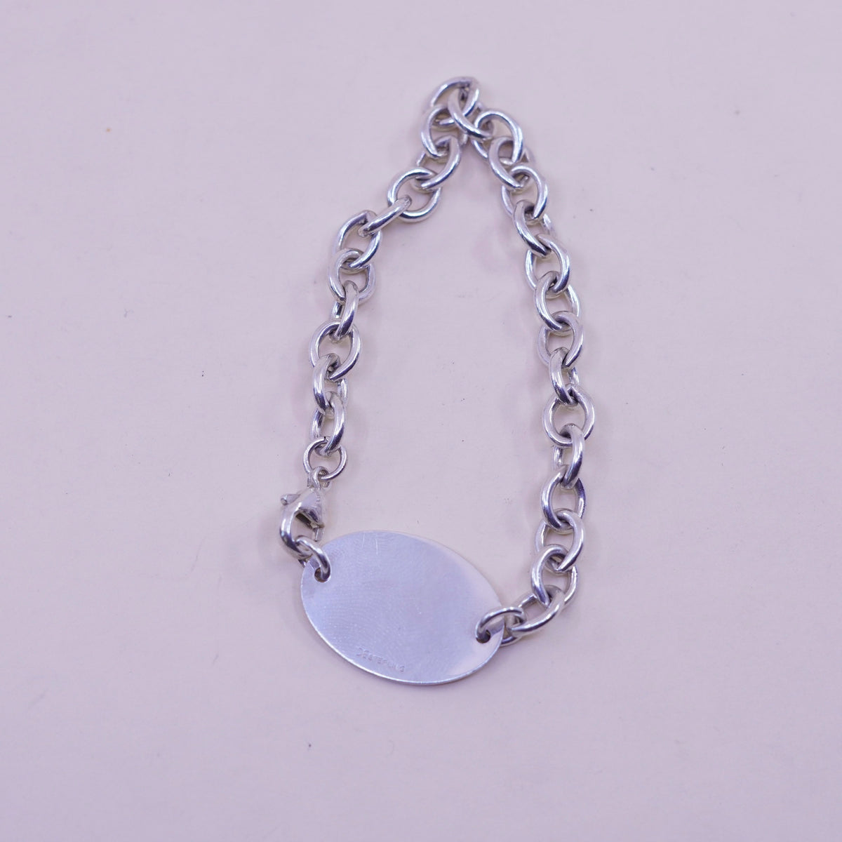 7”, Vintage sterling silver circle chain, 925 bracelet monogram initial “ADJ”