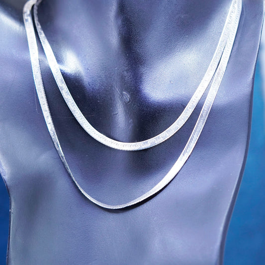 30”, Milor Sterling silver handmade necklace, textured 925 herringbone chain