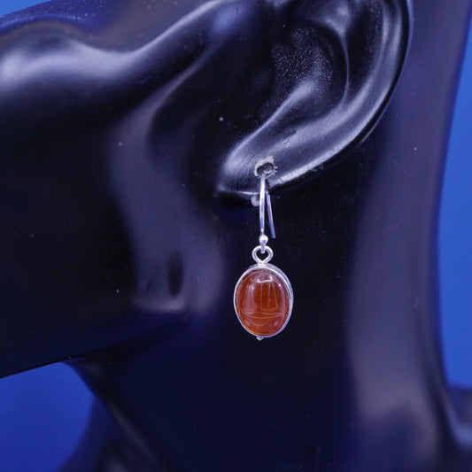 Vintage Sterling 925 silver handmade earrings with carnelian
