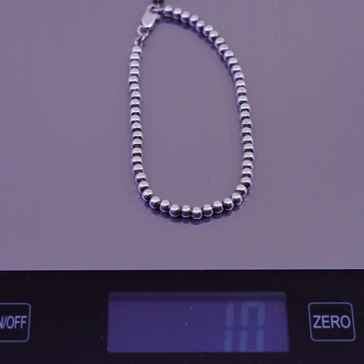 8”, 3mm, Vintage sterling silver bracelet, 925 beads chain with cross charm