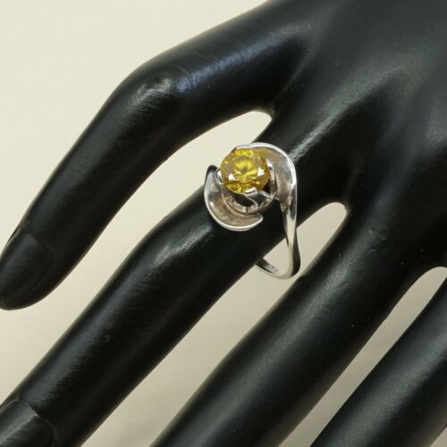 Sz 7.5, Sterling Silver handmade Ring, 925 Silver W/ citrine