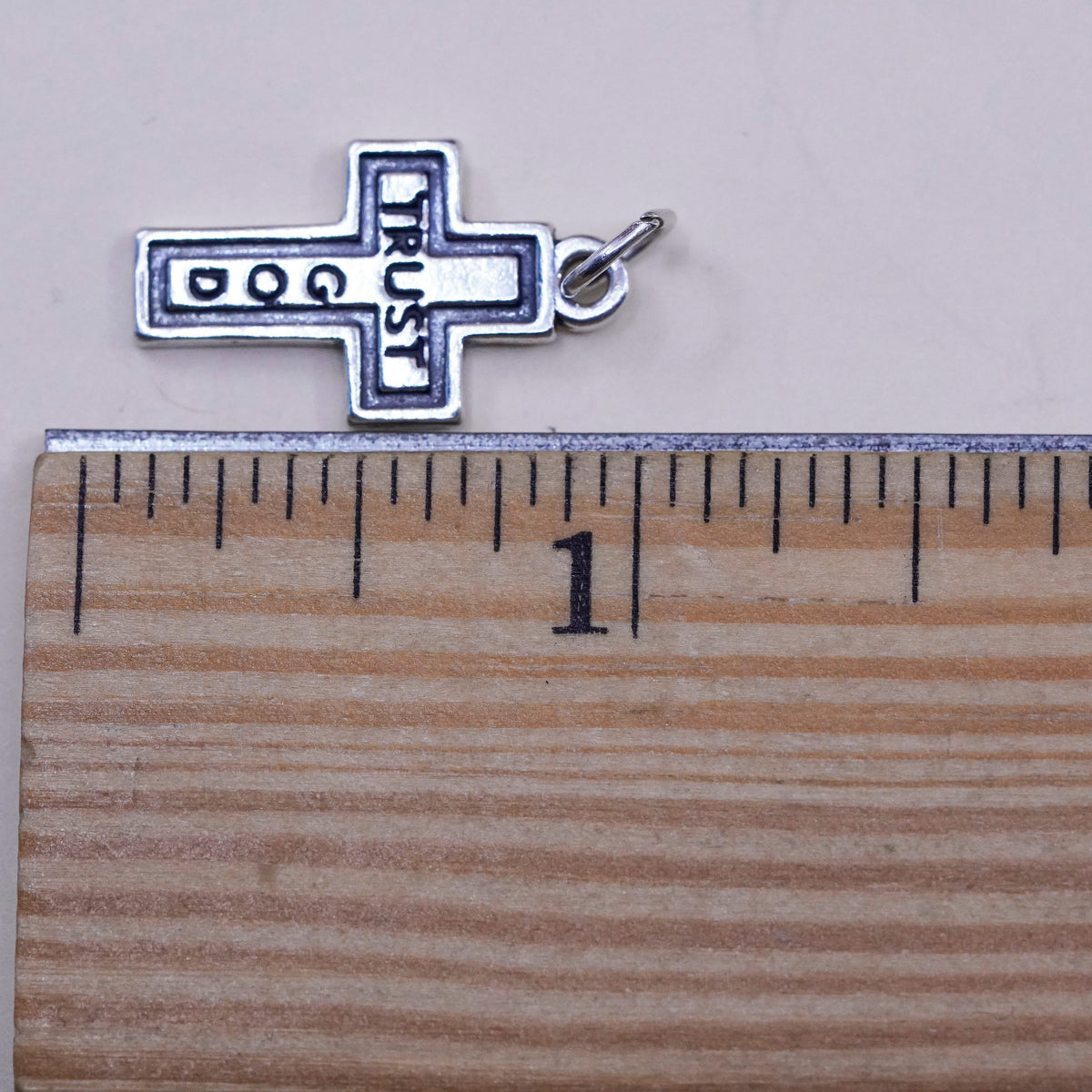 SLC Sterling silver handmade cross pendant, 925 charm engraved “trust god