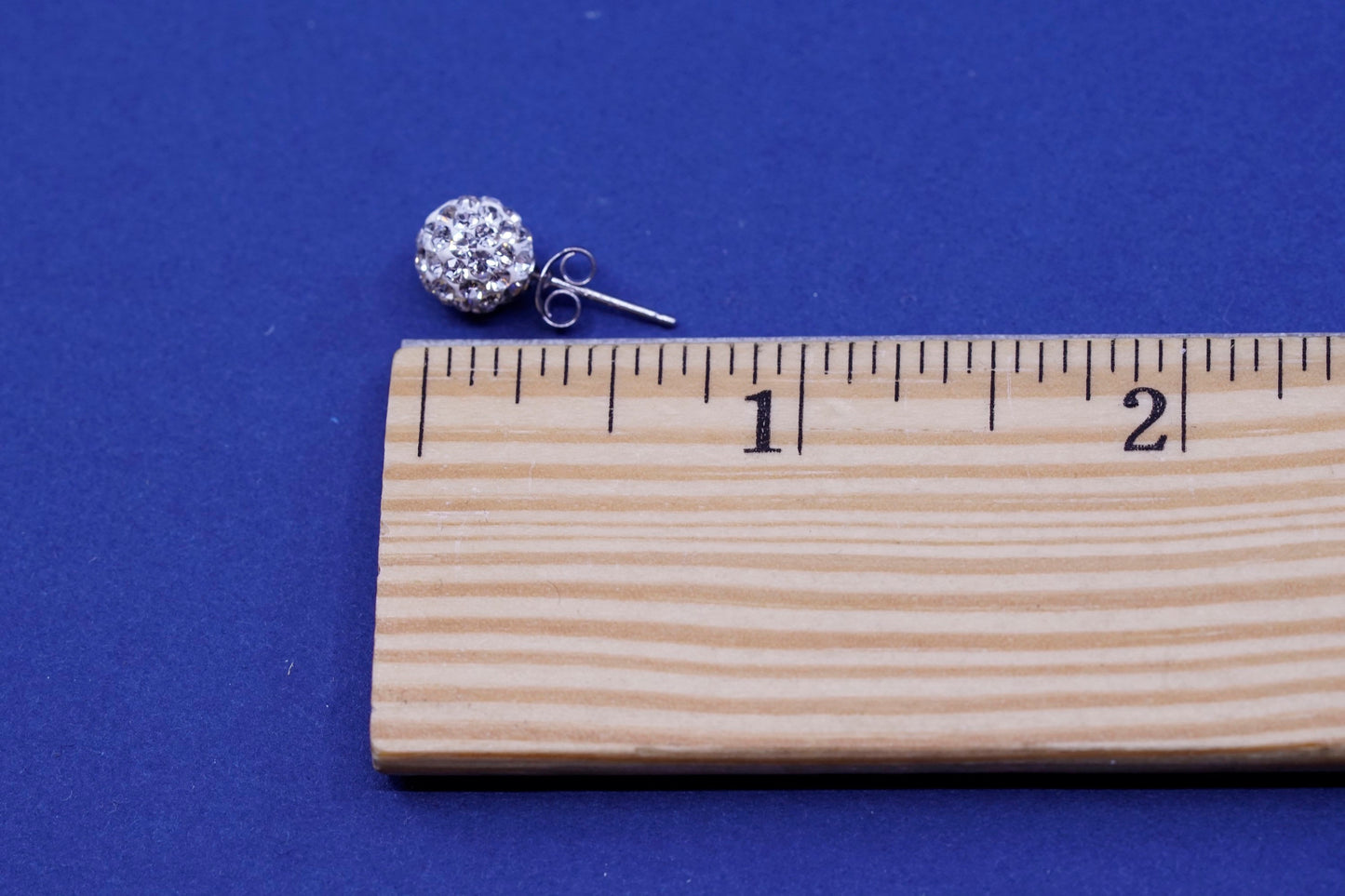 8mm, Vintage sterling silver handmade earrings, 925 studs with cluster CZ