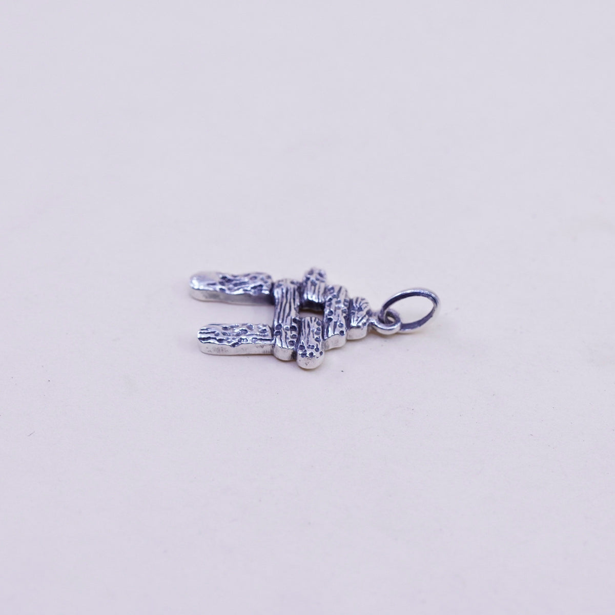 Vintage handmade sterling silver charm, 925 stacked stone landscape pendant