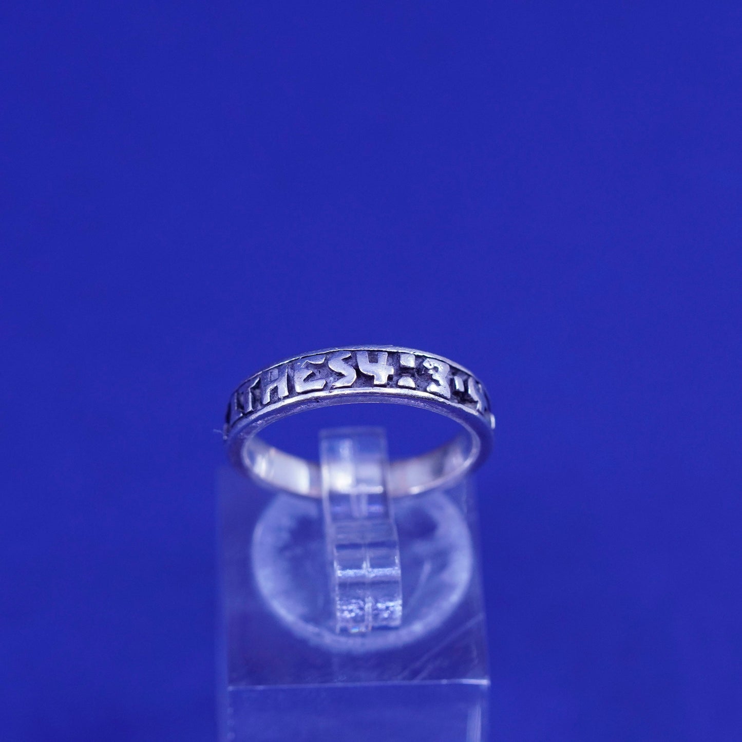 Size 6, vintage Sterling silver handmade ring, religious ITHES.4:3 4 925 band