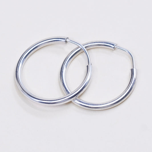0.75”, Vintage sterling 925 silver loop earrings, minimalist primitive hoops