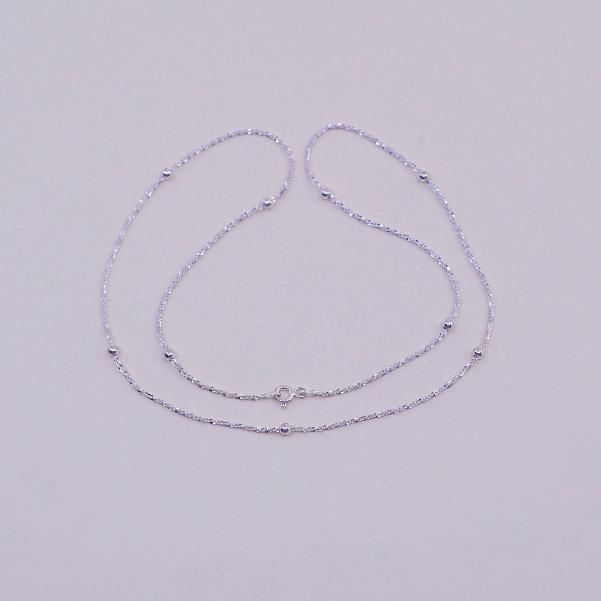 20”, 2mm, Vintage sterling silver Italy 925 twisted chain with beads, necklace