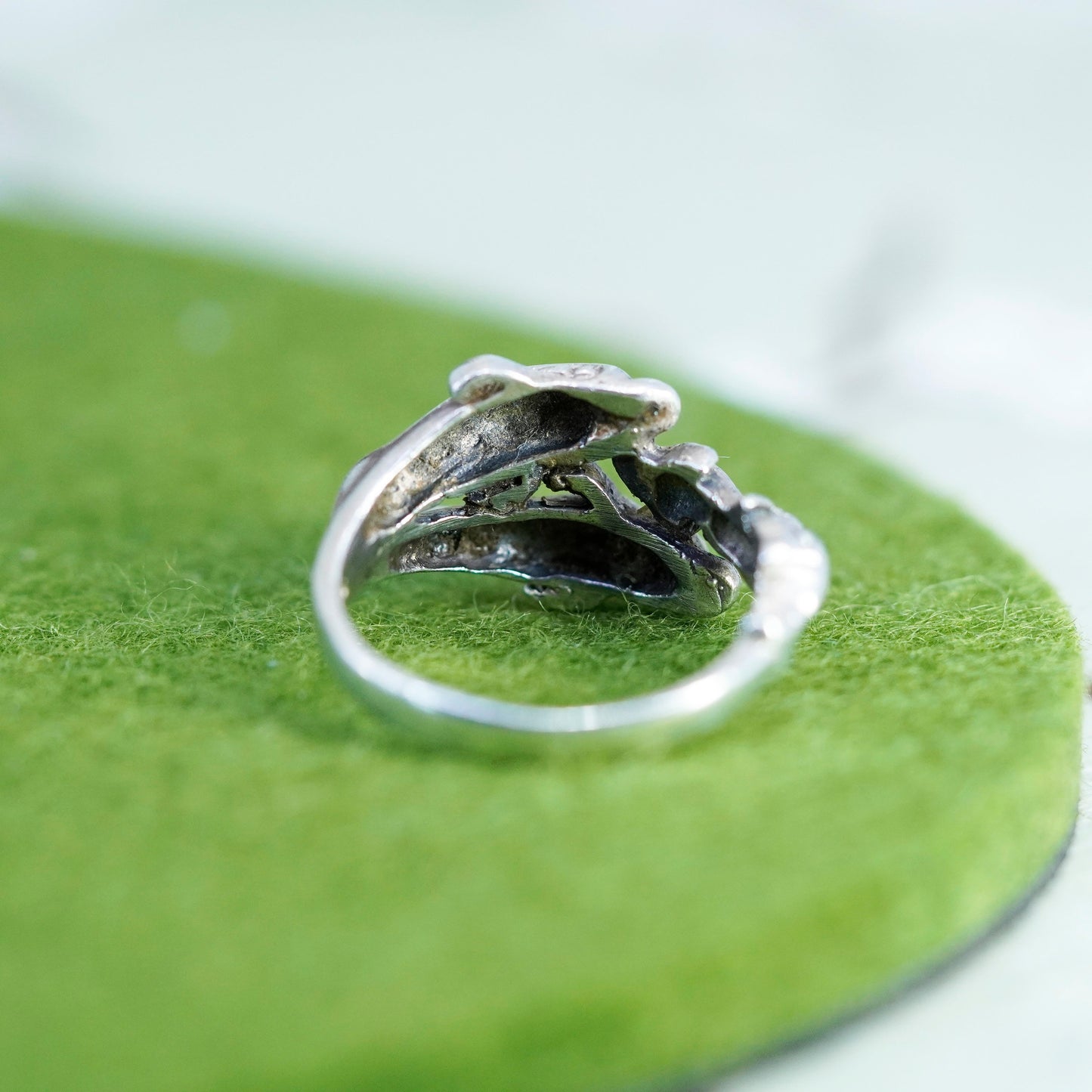 Size 8.5, Vintage sterling silver ring, 925 handmade parenthood dolphin band