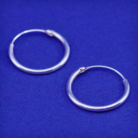 0.5”, vintage Sterling silver handmade hoop earrings, fine 925 huggie