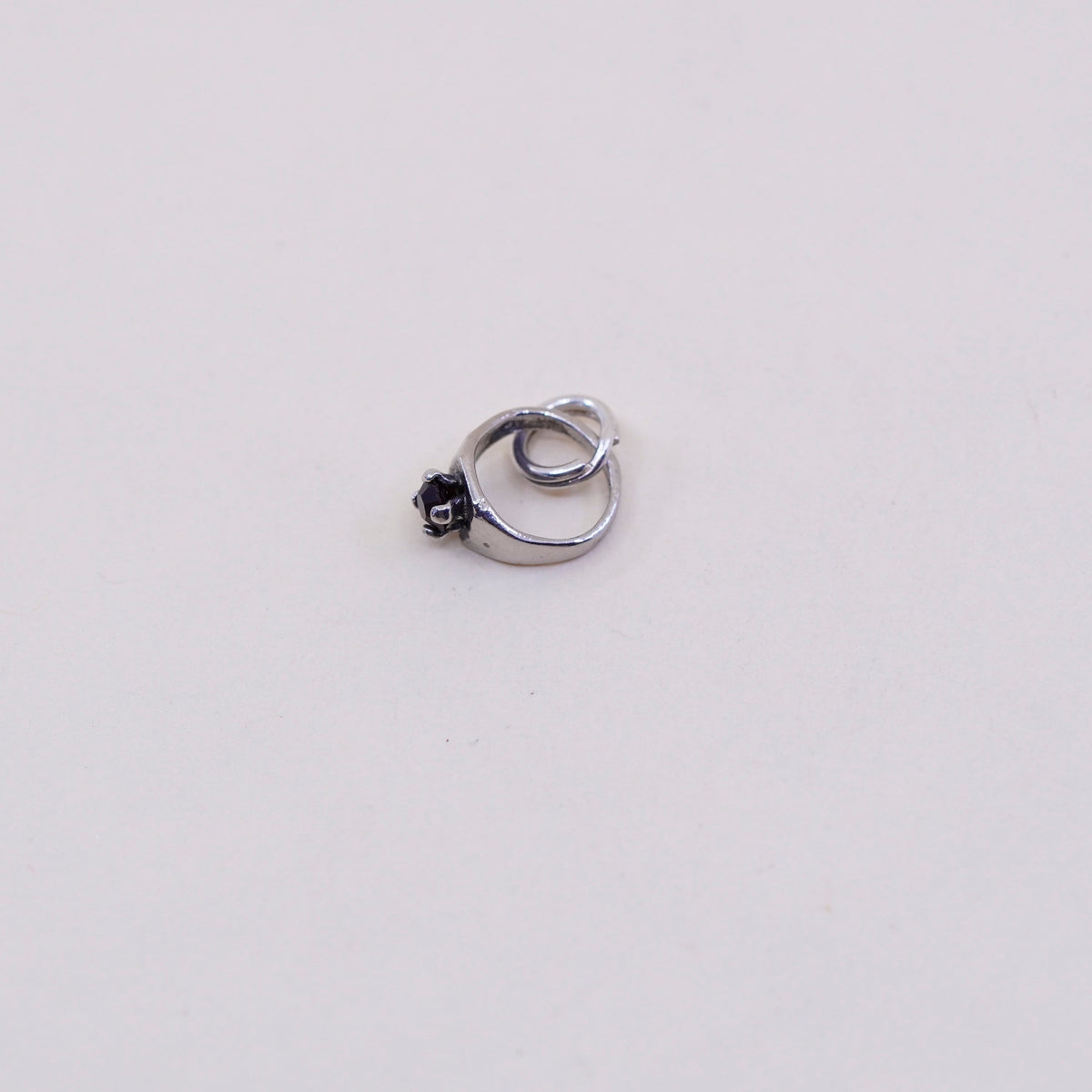 Vintage sterling silver Pendant, 925 engagement ring charm with ruby