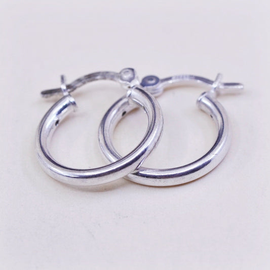 0.5”, Vintage sterling silver loop earrings, minimalist, 925 hoops, huggie