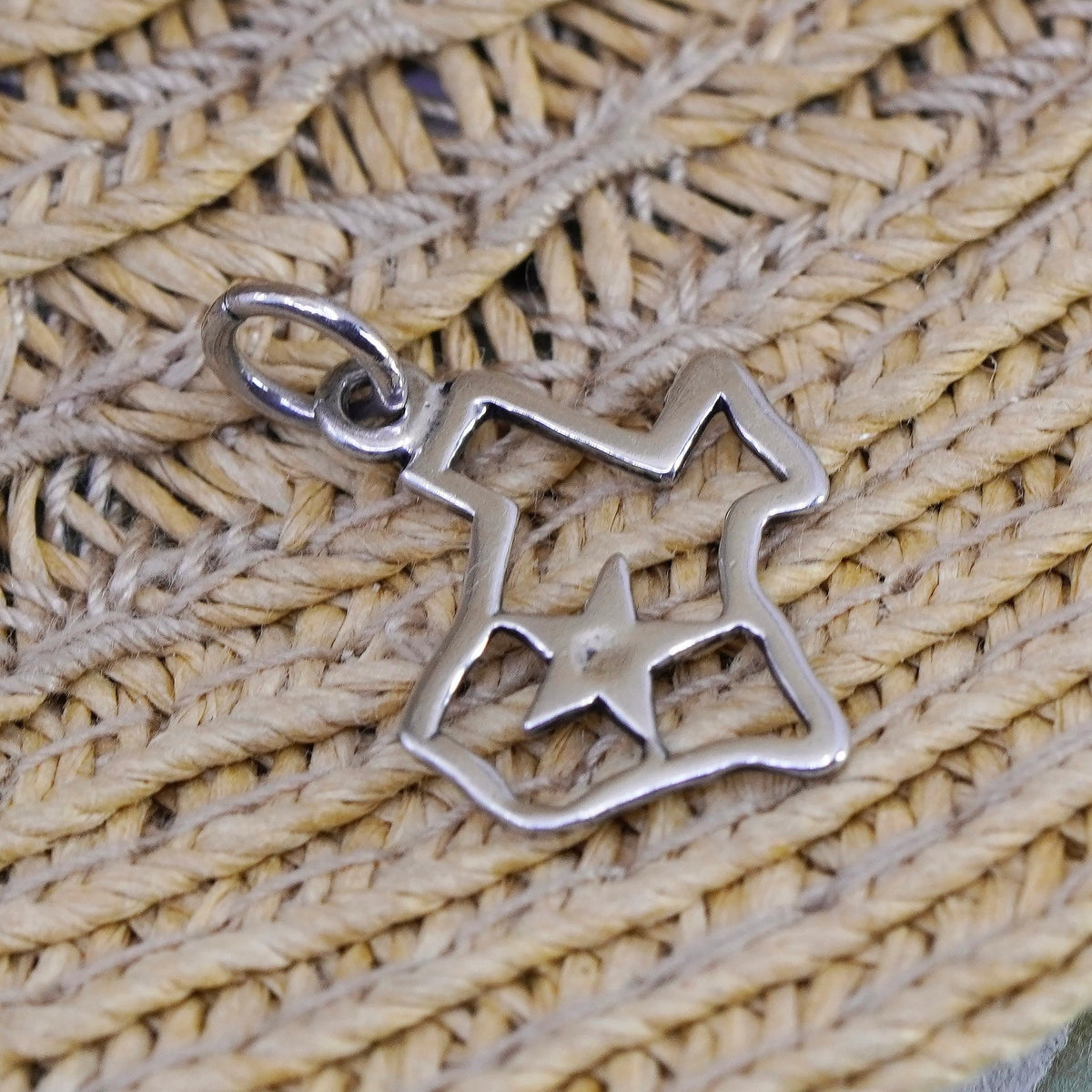 Vintage Sterling silver handmade charm, 925 pendant Texas state tag