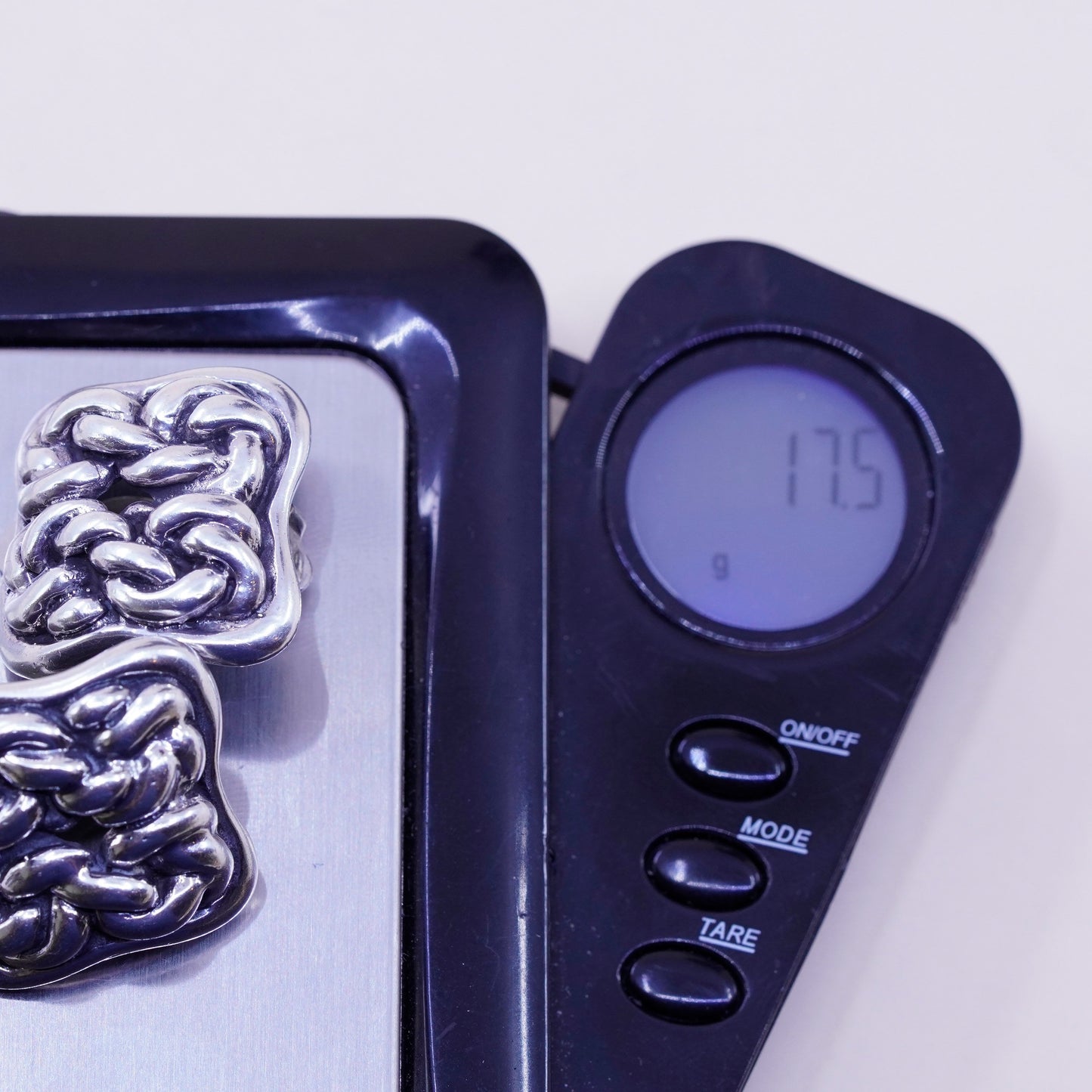 Vintage Sterling silver clip on earrings, cable textured 925 silver