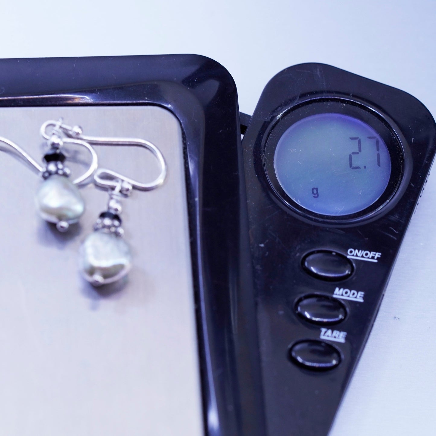 Vintage Sterling 925 silver handmade earrings with freshwater pearl