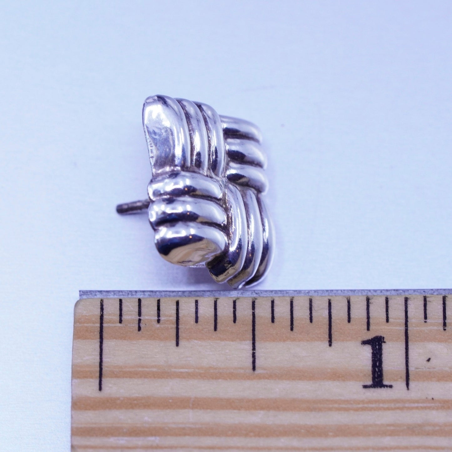 Vintage Sterling 925 silver handmade earrings, square textured studs