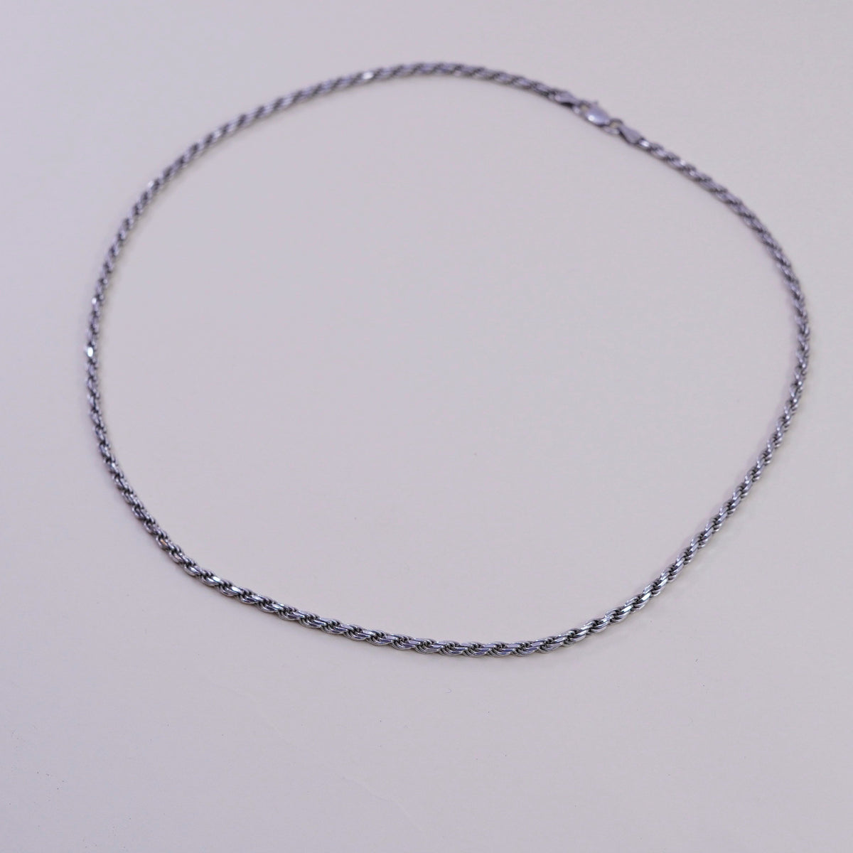 18”, 3mm, vintage Sterling silver necklace, Italy 925 diamond rope chain