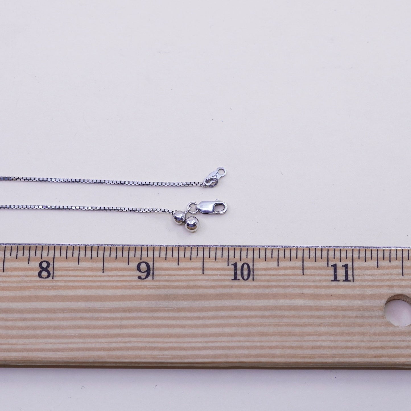 Adjustable, 19”, Vintage sterling silver Italy 925 silver box chain, necklace
