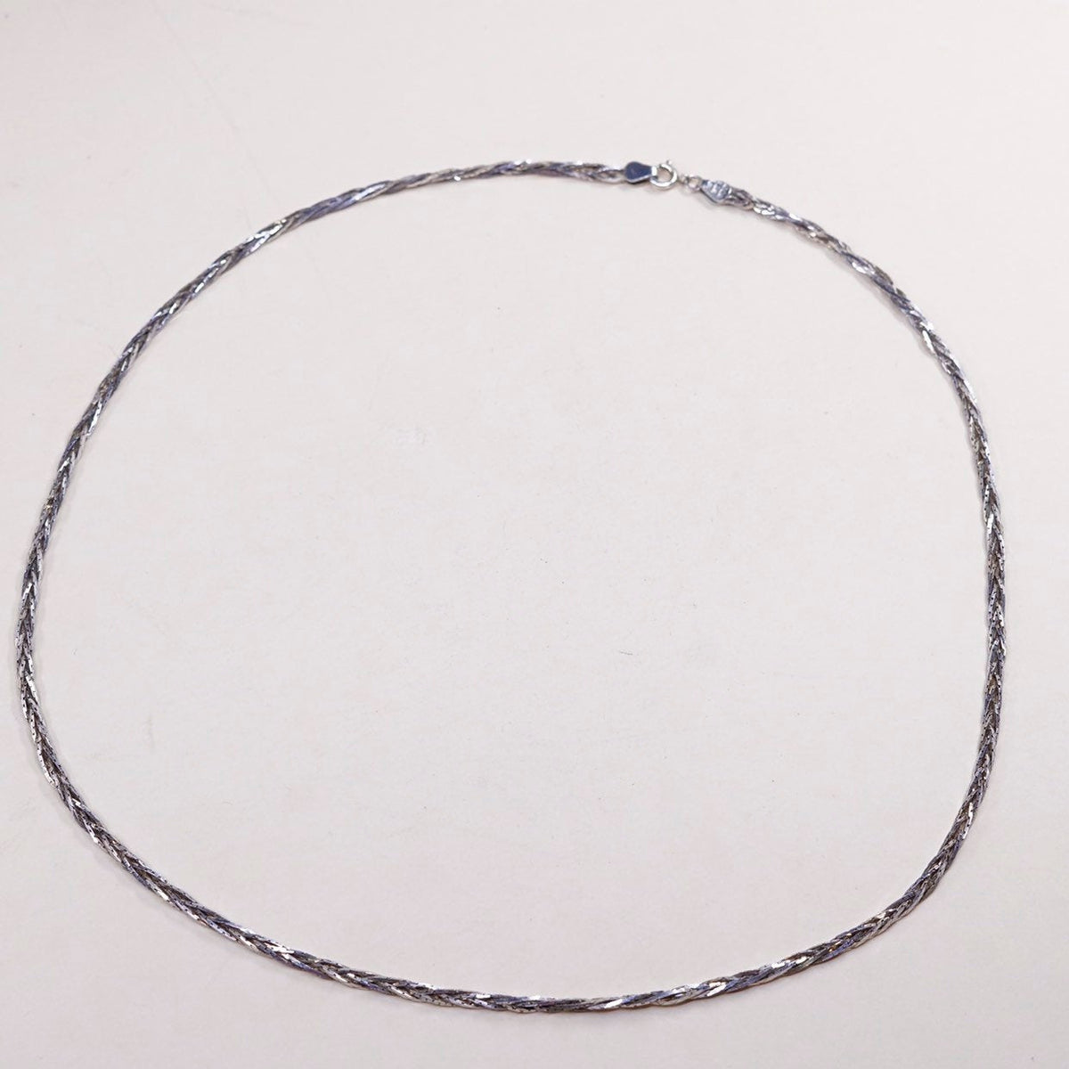 22”,vtg mexico sterling silver Italy necklace, 925 woven braided chain