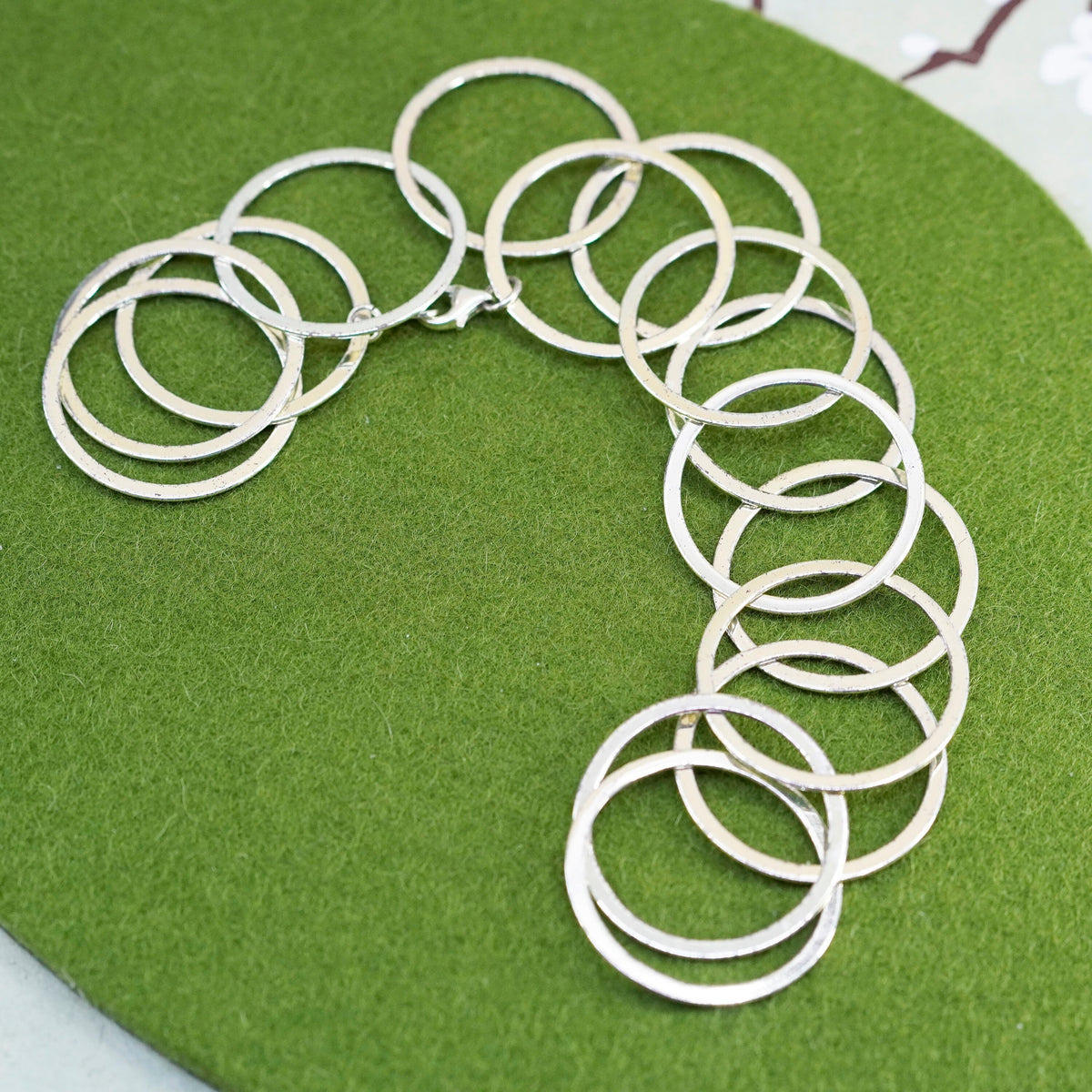 16”, 1mm, Vintage sterling silver necklace, 925 silver huge circle chain