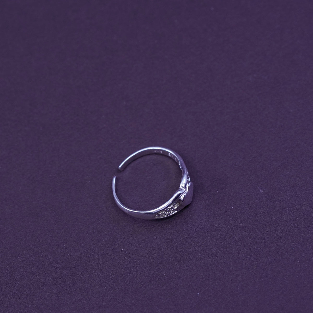 Size 2.75, vintage Sterling silver handmade ring, 925 filigree heart
