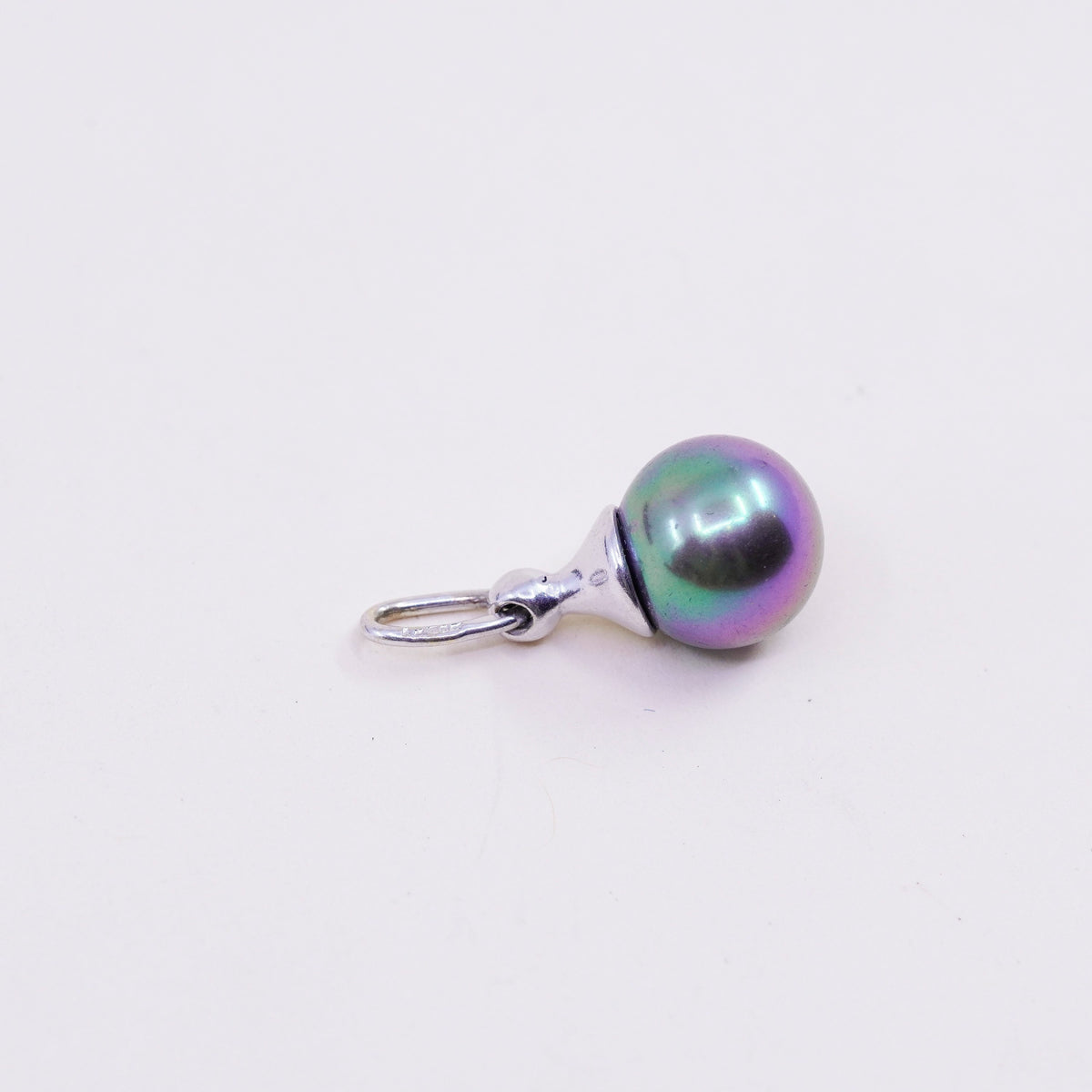Vintage Sterling 925 silver handmade pendant with Tahiti black pearl