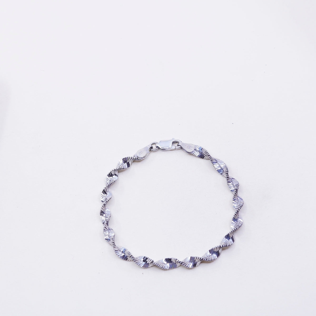 6.75”, 5mm, Vintage sterling silver bracelet, twisted curb link bracelet