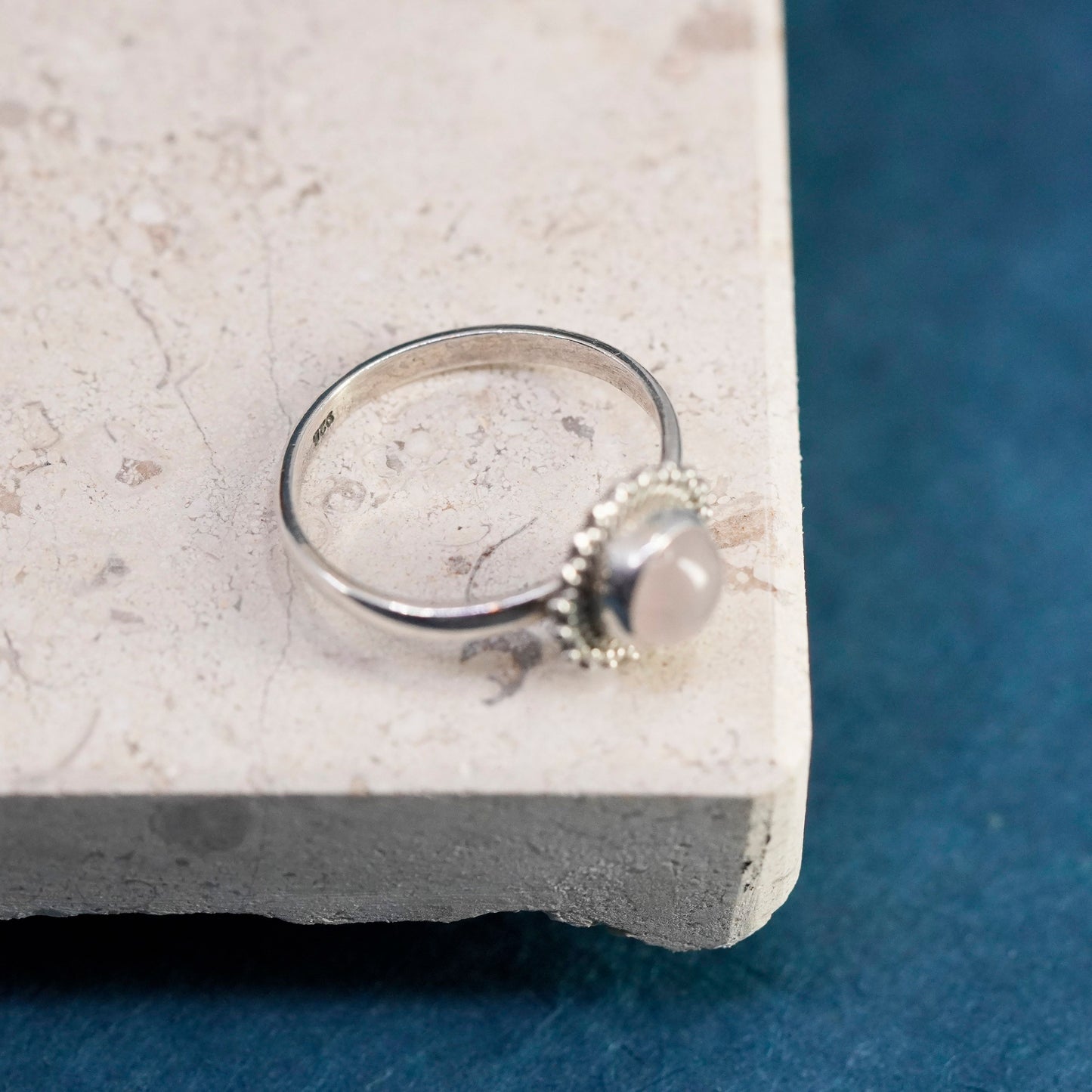 Size 9.5, vintage Sterling silver handmade ring, 925 band with moonstone