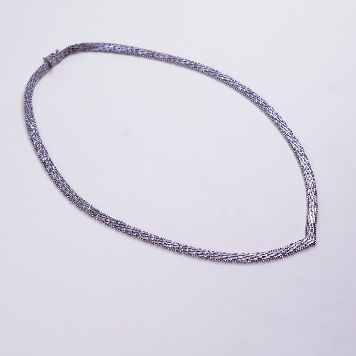 18”, 6mm, Vintage sterling silver Riccio link chain, V shaped 925 necklace
