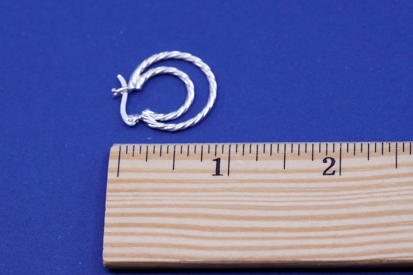 0.75”, vintage Sterling silver handmade hoop earrings, Modern 925 huggie