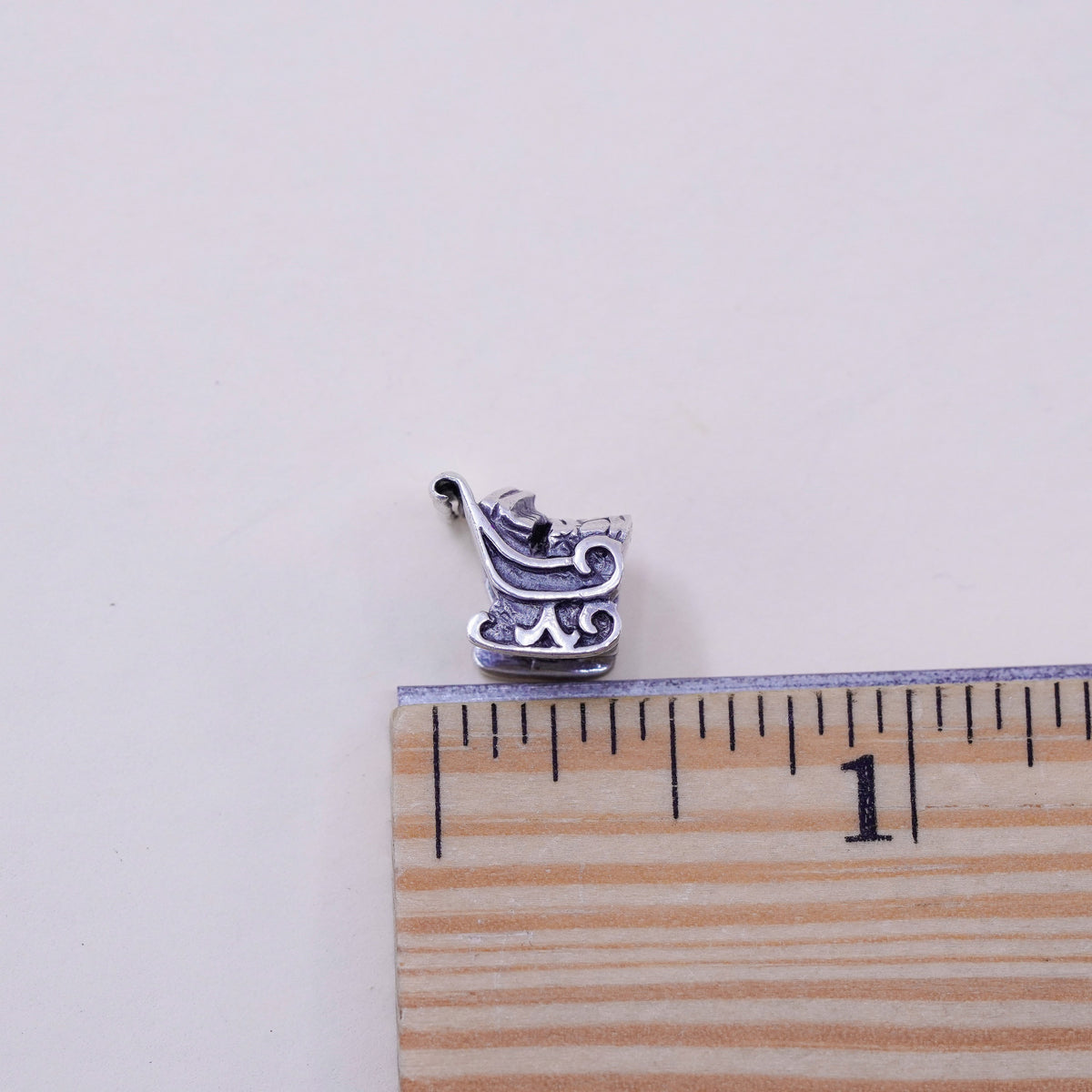 Vintage sterling silver handmade sled pendant, 925 charm