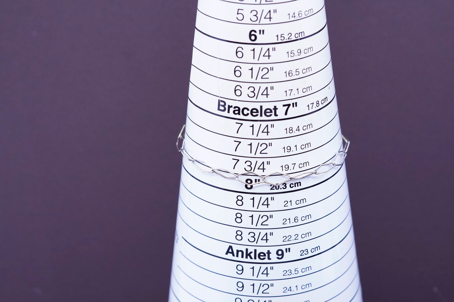 7.75”, vintage Sterling silver handmade bracelet, italy 925 Marquise link chain