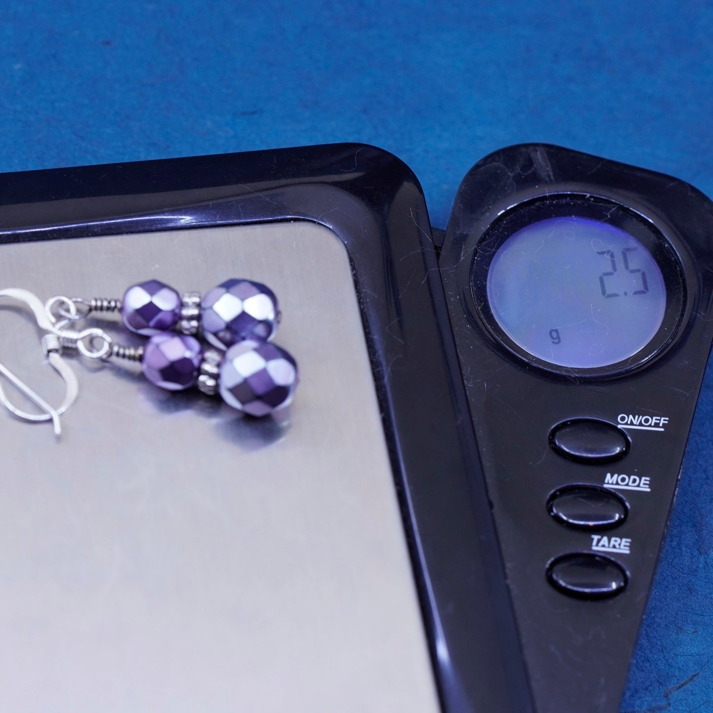 Vintage sterling 925 silver handmade earrings, with crystal