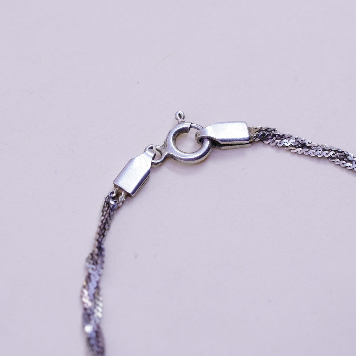 7”, 3mm, Vintage sterling 925 silver s-link chain, woven bracelet