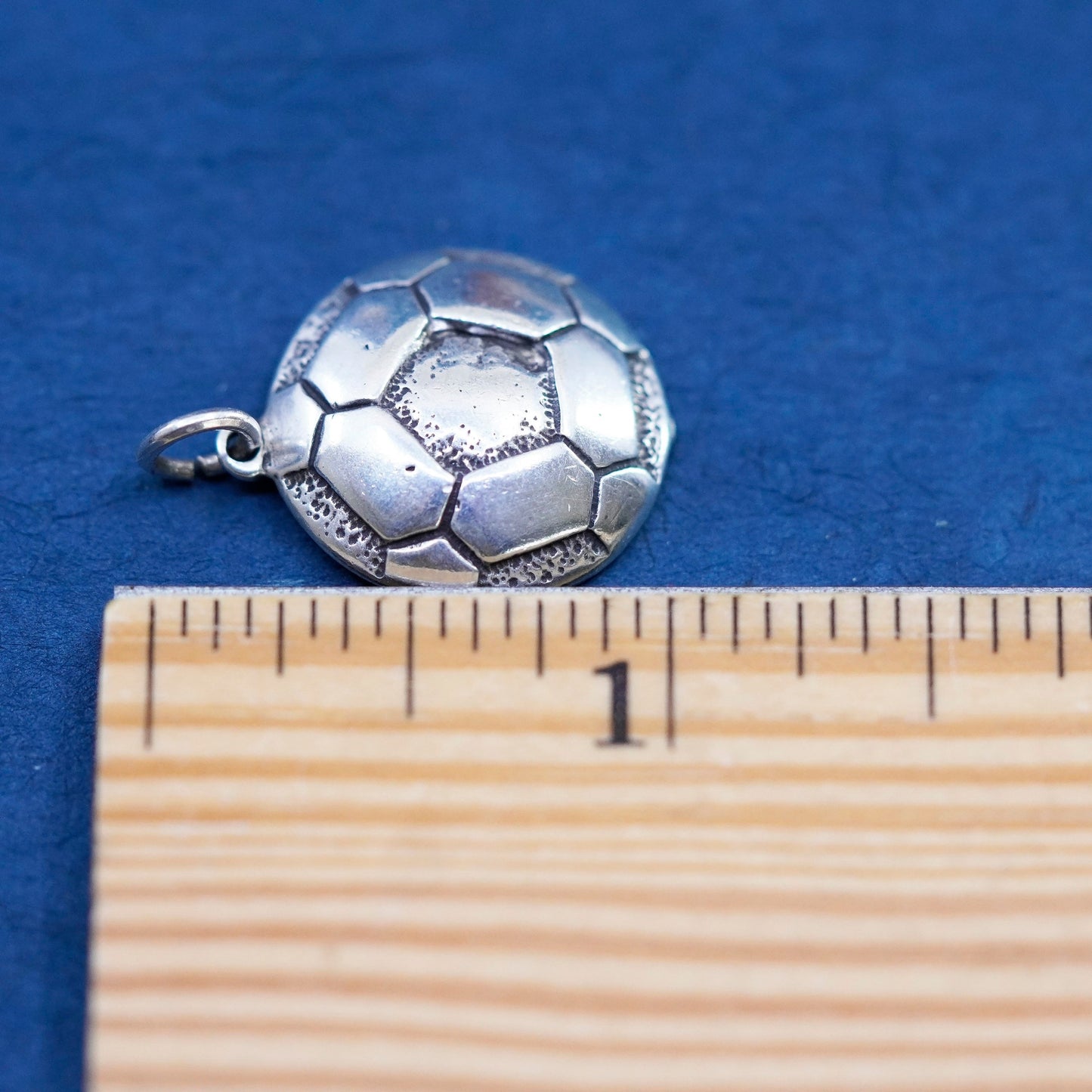 Vintage Sterling silver handmade pendant, 925 football soccer charm
