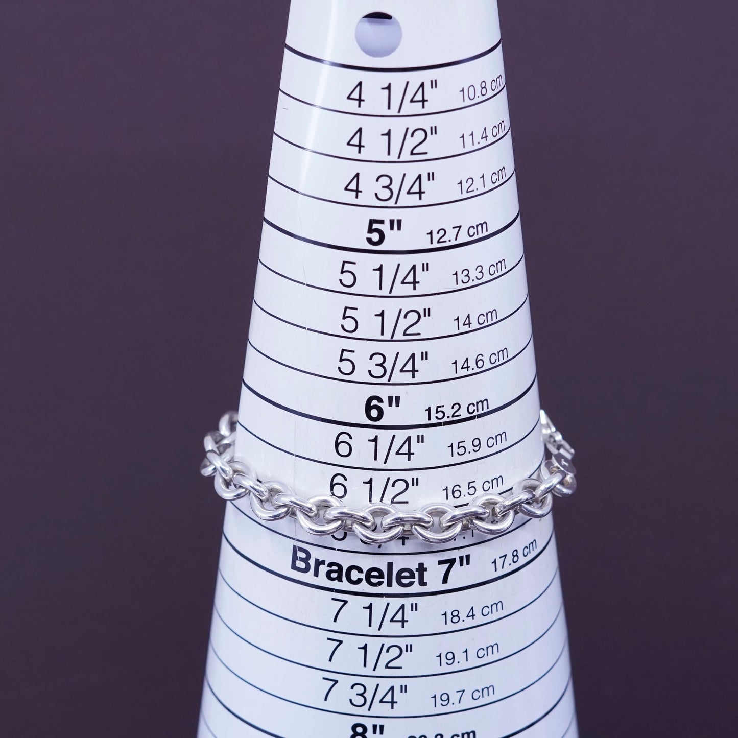 6.75”, 8mm, Sterling silver handmade charm bracelet, 925 circle chain w/ heart