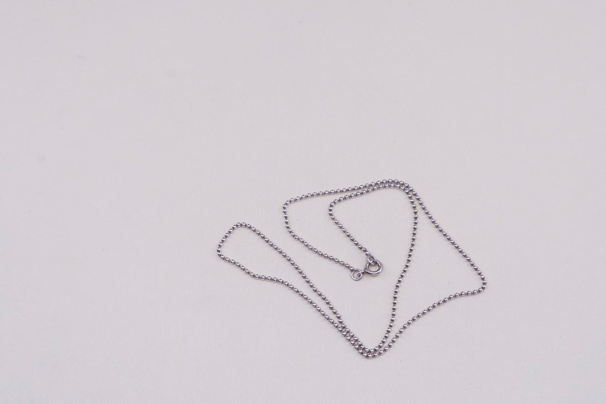 16”, 1mm, Vintage sterling silver beads chain, 925 necklace