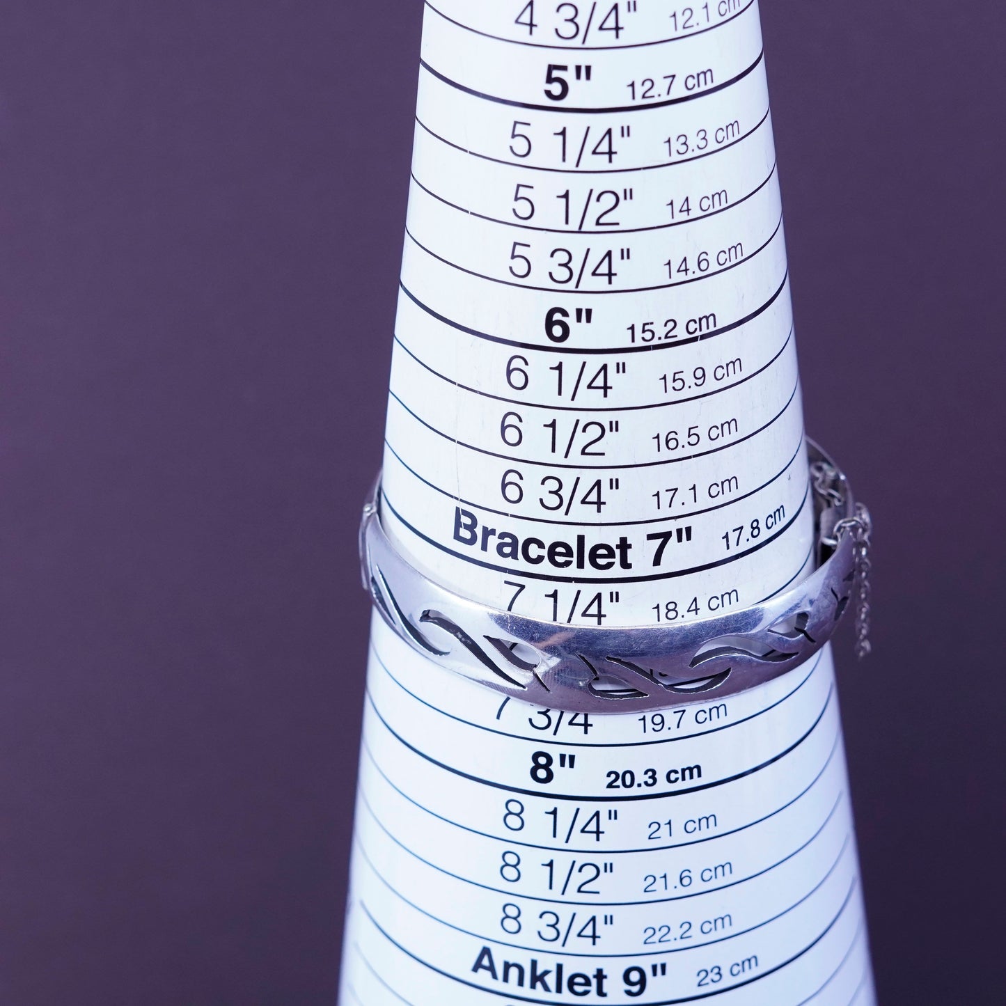 7.5”, vintage mexico hecho en Sterling silver handmade hinged bangle bracelet