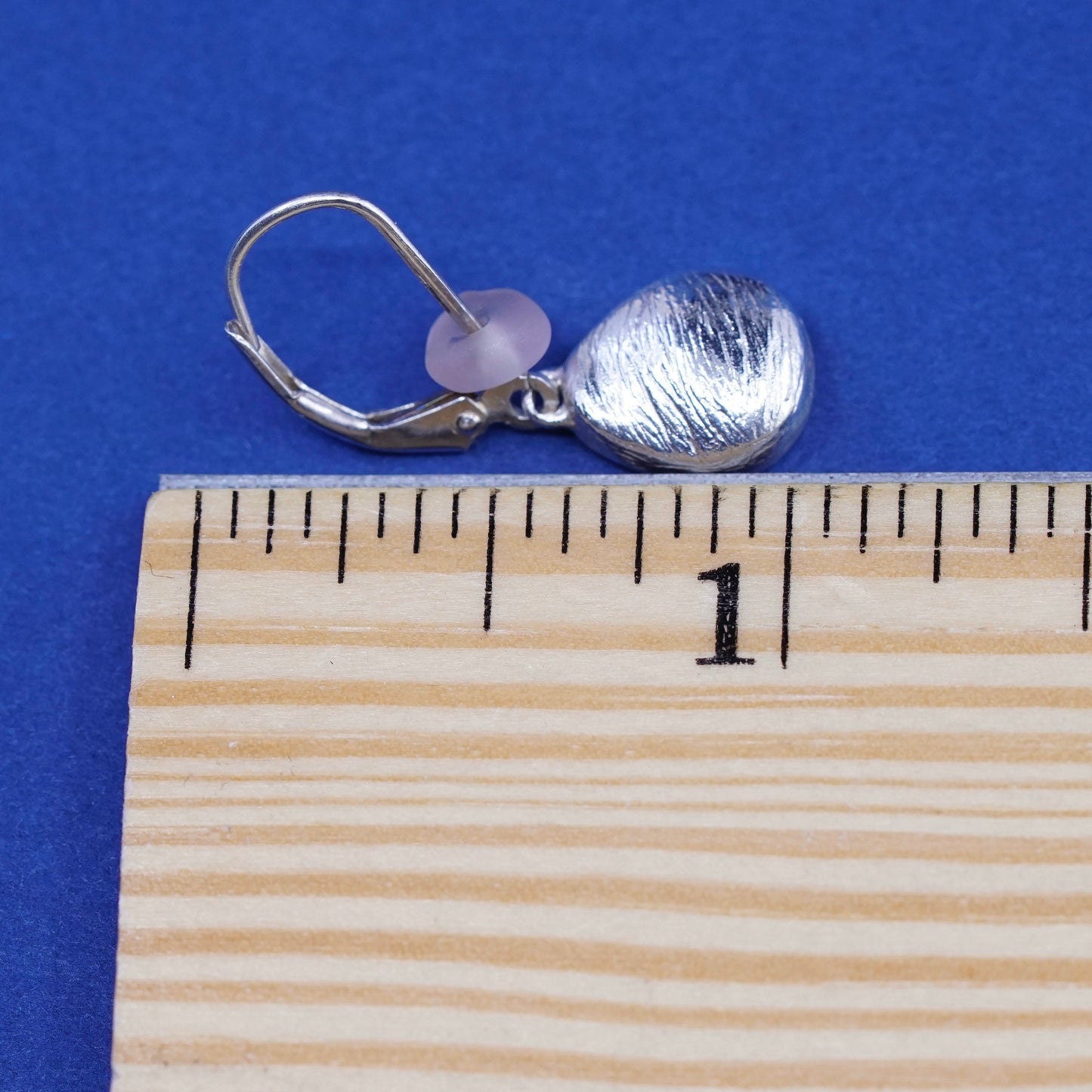 Vintage sterling silver handmade earrings, 925 teardrop drops and pink topaz