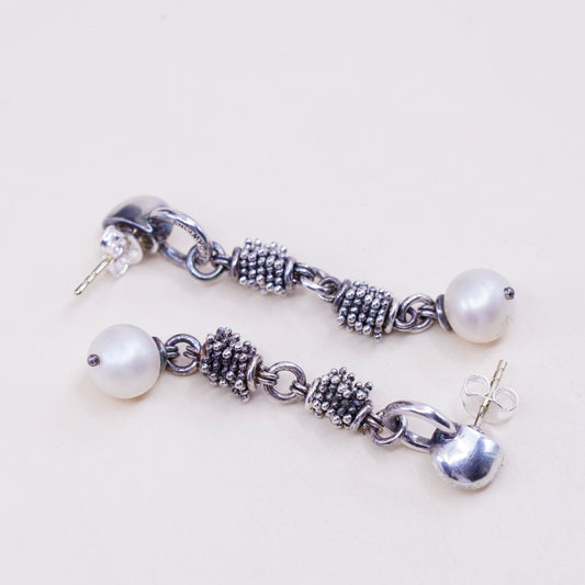 VTG michael dawkins sterling 925 silver earrings with 14K gold post and pearl
