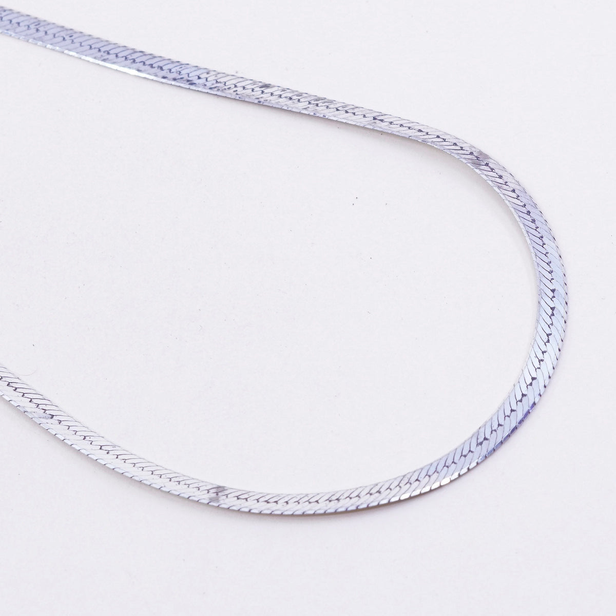 18” 4mm, Vintage Italy sterling silver necklace, bold 925 herringbone chain